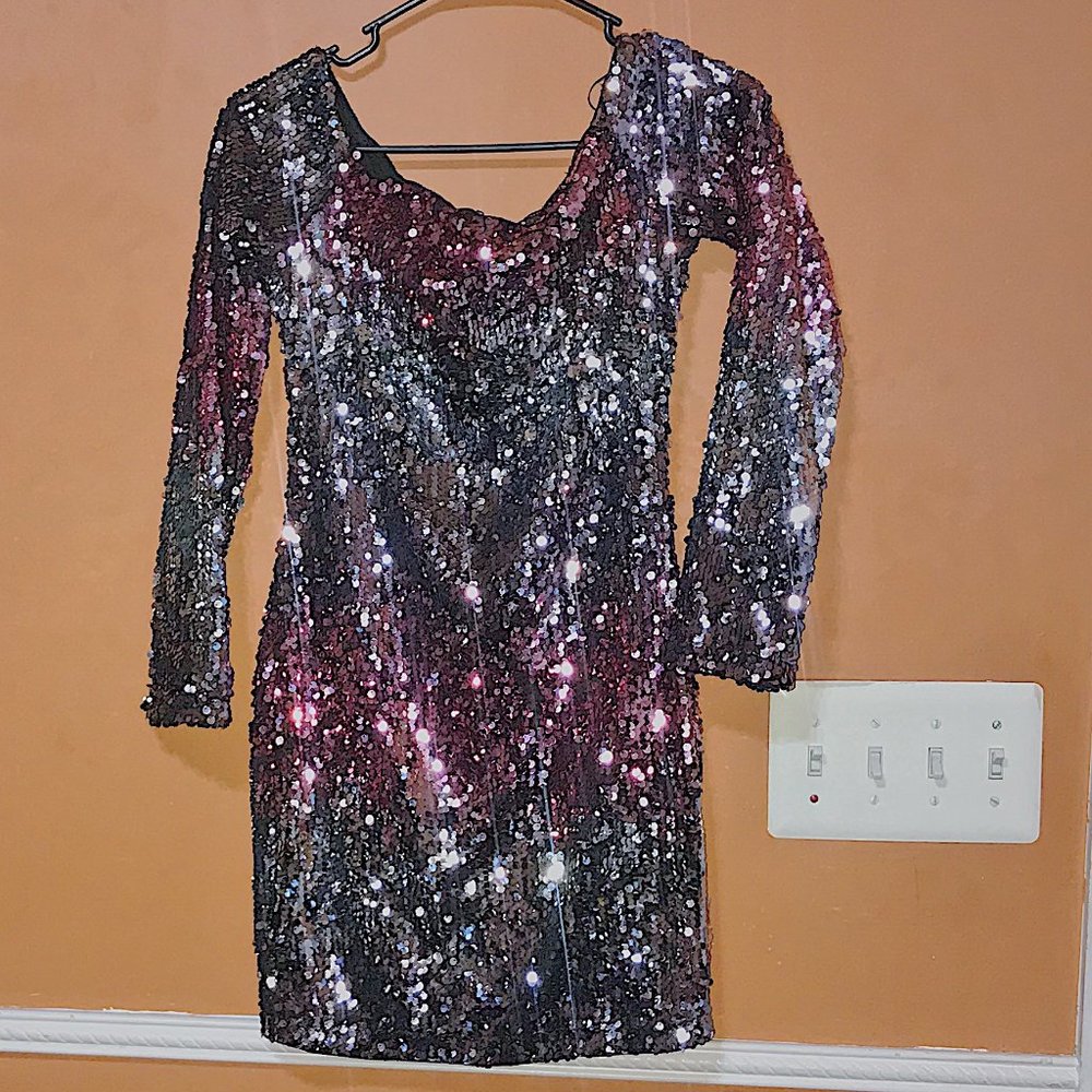 NEW Forever 21 Silver & Pink Sequin Mini Dress